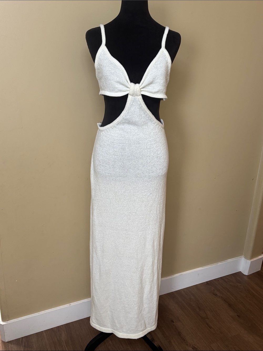 12th Tribe White Cutout Knot Maxi Dress